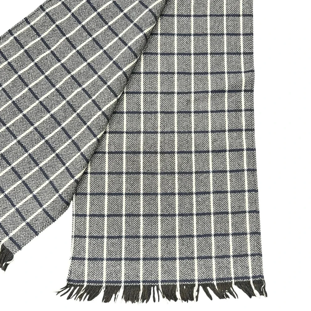 Evan Picone Mens Wool Scarf Navy White Black 10 1/2 x 68